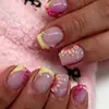 24 peças de unhas postiças estilo francês em degradê rosa pêssego, unhas de manicure 3D usáveis, adesivos de unha postiça para comércio exterior