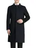 Abrigo de Lana Otoño e Invierno para Hombre de Longitud Media Ropa de Trabajo de Negocios Cuello Cuadrado Botonadura Oculta Elegante Abrigo de Lana Ropa de Trabajo de Unidad