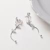 Pendientes largos con borlas de lazo y circonitas, sin orificios, con diseño de nicho avanzado, para mujer, con placa de incienso de mosquitos