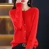 Cárdigan de Punto con Cuello Redondo para Mujer, Chaqueta de Punto con Patrón de Osmanthus para Mujer, Cárdigan Suelto de Punto para Otoño Transfronterizo, Camiseta Base de Punto de Manga Larga para Mujer