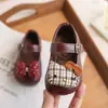Zapatos Mary Jane de Cuero para Bebés y Niñas Pequeñas, Nuevos de Primavera y Otoño, Suela Suave, Lazo de Dibujos Animados, Velcro, Zapatos Individuales para Niñas