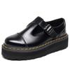 Sin Rozaduras en los Pies = Zapatos de Cuero Pequeños Tipo Mary Jane en Forma de T Ligeros de Suela Gruesa para Mujer Botines Cortos Martin Casuales de Cuero Genuino para Oficina Estudiante Transfronterizos