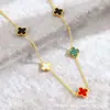 Colar trevo de quatro folhas cinco flores, aço titânio, banhado a ouro 18K, best-seller de live-streaming, moderno e versátil para mulheres, corrente de clavícula estilo coreano simples, atacado