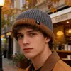 Nuevo Gorro de Punto con Bloques de Color Transfronterizo para Hombres y Mujeres, Gorro Corto, Elegante Gorro Cálido de Invierno, Versátil Gorro de Punto para Otoño e Invierno