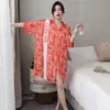Falda de Seda Hielo Primavera y Verano Cárdigan con Solapa Bata de Noche para Mujer Ropa de Casa de Algodón Se Puede Usar Afuera Pijama [13 Diseños]