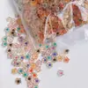 Nueva celebridad de internet borde dorado flor de cinco pétalos en sentido horario joyería para uñas flor tridimensional de simulación accesorios para pasador de pelo y funda de teléfono DIY