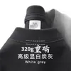 Camiseta de algodón puro con logo, cuello redondo, camiseta de manga corta de peso pesado de 320 g para hombre, corte holgado, marca de moda, camiseta base de color liso