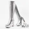 Botas de montaria de cor sólida, qualidade de exportação, botas de cano alto outono/inverno, bico redondo, salto médio de cor sólida, botas femininas plus size, plataforma versátil e impermeável
