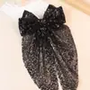 Accesorios para el cabello de malla con lentejuelas de doble capa y lazo, joyería infantil transfronteriza, accesorios para el cabello de malla tipo cola de pez, lindos para niñas europeas y americanas