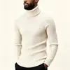 Suéter trançado de gola alta masculino 2026, pulôver para outono e inverno, estilo europeu e americano, slim fit, manga longa, camada base