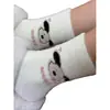 Meias Fofas de Cachorro Desenho Animado Rosa para Mulheres Inverno Espessadas Forradas com Fleece Quentes e à Prova de Frio Meias de Cano Médio Meias para Chão de Casa