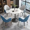 Mesa de Negociação e Cadeira em Ardósia Combinação Cadeira de Couro Garra de Gato Mesa de Recepção Comercial Mesa Redonda Pequena Café de Lazer Mesa de Jantar de Luxo Leve