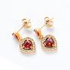 Aretes Ovalados de Lujo de Entrada de Oro de 18K Europeo y Americano para Mujer Aretes de Rubí de Acero Inoxidable Aretes de Zirconia Dorados Exagerados