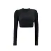Ropa de Yoga Top para Mujer Secado Rápido Running Corto Expuesto del Ombligo Elástico Ajustado Fitness Camiseta de Manga Larga Ropa de Entrenamiento Otoño