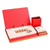 Calendário de Mesa de Madeira 2026 Couro Corporativo Escritório Anotações Ornaments de Mesa Multifuncional Criativo Porta-Canetas Calendário Semanal Personalização