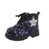 Dr. Infantil. Botas Martens 2026 Invierno Nuevo Estilo Niños Lentejuela Estrella Con Cordones Botines Tobilleros Niñas Forro Polar Cálido Botas de Piel