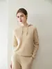 Suéter com capuz 100% cashmere puro para mulheres, moletom pulôver casual solto, novo top de outono e inverno, moletom de tricô