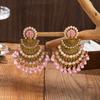 Pendientes de Borla con Cuentas de Pluma de Pavo Real Pintada India Moda Bohemia Pendientes de Cuentas Coloridos Hechos a Mano para Mujeres