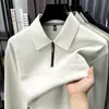 Moletom Camiseta Masculino de Cor Sólida com Manga Longa, Gola Lapela, Estiloso e Bonito, Peça Meio Zíper para Outono e Inverno