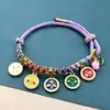 Pulsera de Flor de Durazno de los Cinco Dioses de la Riqueza Estilo Tíbet, Cordón Tejido a Mano Nudo de Flor de Durazno, Pulsera Thangka de Cuerda Multicolor Estilo Étnico
