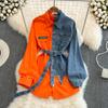 Marca 2023 Otoño Estilo Casual Japonés y Coreano Casual Poliéster Cárdigan Cuello de Camisa Corte Holgado Camisa de Mujer