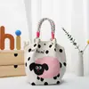 Nova bolsa de mão portátil estilo japonês e coreano para o trajeto na temporada das cerejeiras, bolsa de tricô de grande capacidade, pequena bolsa tote quadrada