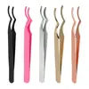 Pinça de Aço Inoxidável para Extensão de Cílios Pinças Coloridas Grandes Curvas para Sobrancelhas com Ponta Redonda Pinça Manual DIY Ferramenta para Cílios