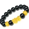 Pulseira Popular do TikTok para Homens e Mulheres em Ouro Imitação, Pulseira de Casal em Obsidiana e Ouro de Areia Vietnamita, Presente