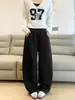 Pantalones de pierna curva para mujer, nueva colección otoño/invierno 2026, pants casuales de felpa gris claro, tiro alto, corte holgado, pantalones casuales de pierna ancha con forma de banana