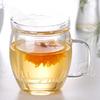 Taza de té de vidrio transparente de tres piezas con filtro de vidrio resistente al calor de 500 ml, juego de té de vidrio transparente con tapa y asa
