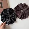 Elástico de cabelo franzido retrô de bolinhas para o início do outono, prendedor de rabo de cavalo elegante estilo coreano, prendedor de coque para o dia a dia para mulheres
