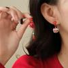 Novos brincos vermelhos festivos de Ano Novo moda assimétrico estilo chinês fu personagem leão brincos nicho brincos personalizados