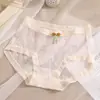 Bragas Dulces de Encaje Estilo Japonés, Secado Rápido y Absorción de Humedad, Transpirables, con un Moño, Malla Ligera que Envuelve la Piel, Braguitas Triángulo