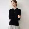 Nova coleção outono e inverno: Suéter de malha 100% cashmere puro com gola polo, design canelado, corte justo e estilo elegante