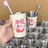 Vaso para Enjuague Bucal de Grado Alimenticio, Engrosado, Anticaídas, Pareja Linda de Acero Inoxidable, Vaso para Cepillo de Dientes Infantil, Vaso Simple, Vaso Creativo para Lavar