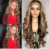 Peluca Frontal con Encaje para Mujeres Europeas y Americanas 13*4 Peluca Frontal con Encaje Degradado Cabello Largo y Rizado Peluca Real Gorro