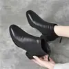 Botas Martin Retro de Tacón Grueso y Punta Fina para Mujer 2026 Invierno Nuevas de Cuero Suave con Forro de Terciopelo Cálido para Madres de Mediana Edad y Mayores Botas de Algodón