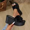 Sandalias de cuña vaquera informales con suela gruesa de una palabra, estilo europeo y americano, para mujer, talla grande, verano 2024