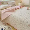 Nuevo Tipo de Algodón Puf Grado A Malla Arrugada Grado 10A Cubrecama de Tres Piezas con Sábana de Algodón, Cubrecama Tatami Antideslizante y a Prueba de Polvo