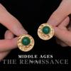 Pendientes vintage ligeros de estilo antiguo, de estilo antiguo, con forma de viento y esmeralda redonda, de estilo retro, elegantes y con un toque de sentido.