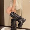 Botas Longas de Designer Únicas para Mulheres, Novidade Outono 2026 Botas Western Cowboy de Sola Grossa, Botas de Equitação Altas até o Joelho