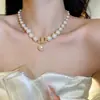 Coreia do Sul Exagerado Grande Pérola Letra D Europeu e Americano Luxo Leve Nicho Clavícula Elegante Alto Senso de Design Colar