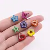 Cuentas Planas con Agujero de Aleación Lacado Incrustadas de Diamantes Corazón Flor Estrella Mariposa Pulsera DIY Llavero Accesorios