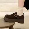 Zapatos de mujer de suela gruesa, de cobertura total, estilo Birkenstock, nuevos para otoño 2026, versátiles, casuales, slip-on, mocasines retro, zapatos de vestir de un solo color estilo Birkenstock