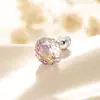 Henson Color Doble Gradiente Corte Rosa Circonita Acero de Titanio Tornillo Hélice Hélice de Oreja Uña de Oreja Nicho Pendientes de Alta Gama para Niña