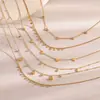Colección de Cadenas Versátiles Elegantes de Acero Inoxidable Chapado en Oro de 18 Quilates Transfronterizas Europeas y Americanas Corazón Gota de Agua Flor de Circonita Clip Cadena de Bolas