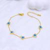 Coreia do Sul Dongdaemun Nova Pulseira Flor de Concha Gota Azul Cola Estrela de Cinco Pontas Joia Cor de Aço Titânio Pulseira Coração de Pêssego