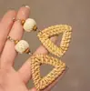 Cesta de Bambu Rattan~Brincos Tecidos Estilo Retrô Boêmio Férias na Praia Brincos Femininos Nicho Únicos Exagerados