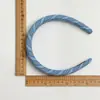 Faixa de cabelo esponja xadrez azul fresco de três estados, faixa de cabeça fashion, sarja versátil, grampo de pressão para o topo da cabeça