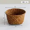 Cesta de Almacenamiento Redonda Tejida de Pastos Marinos para Escritorio Cesta de Almacenamiento Redonda Suministros para la Vida en el Hogar Organización de Cosméticos Bocadillos Cesta de Almacenamiento